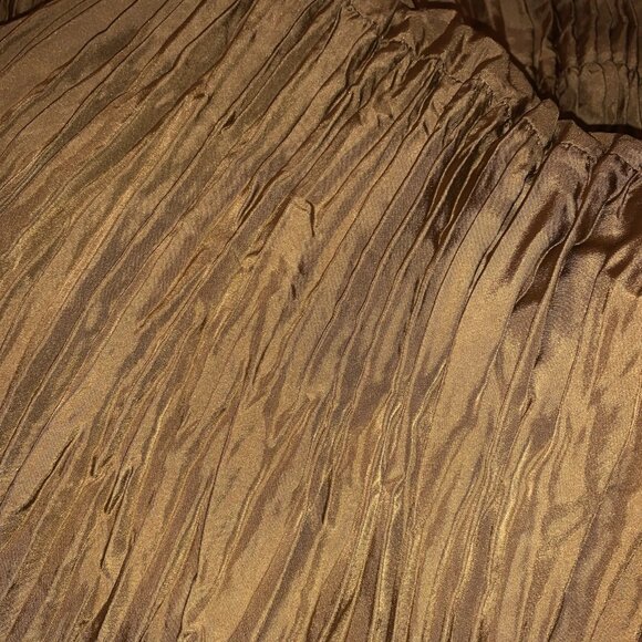 NWT Eileen Fisher BRONZE Crushed Silk Jewel Neck Tiered Dress - Picture 3 of 4